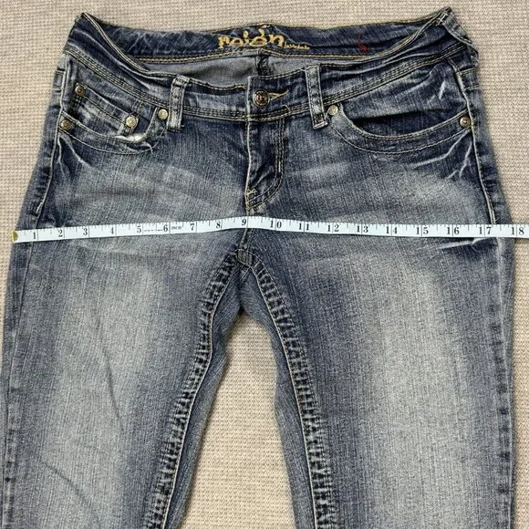 Reign Womens Blue Denim Skinny Leg Jeans Low Rise Stretch Pockets Size Curvy 3 - Picture 10 of 14